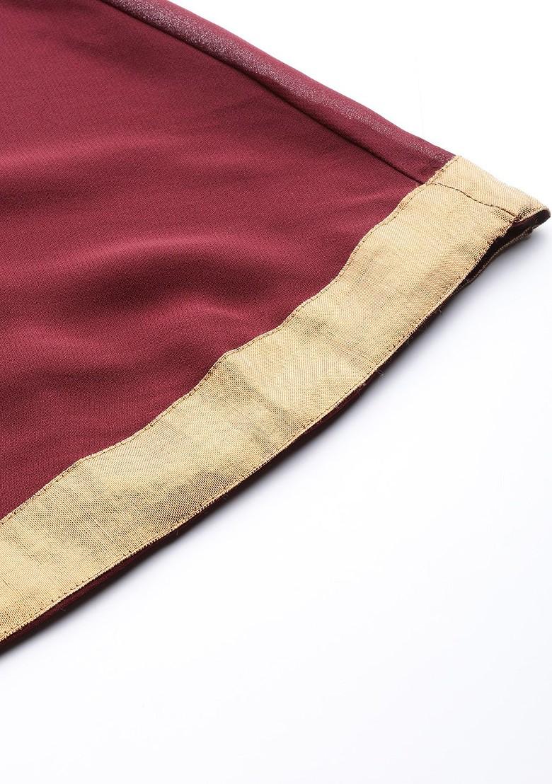 Maroon Zari Work Blended Lehenga Choli