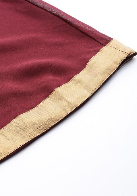 Maroon Zari Work Blended Lehenga Choli