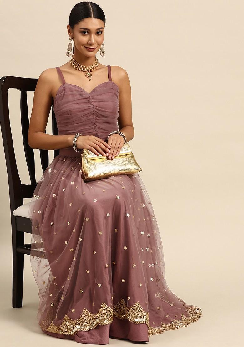 Pink Sequinned Blended Lehenga Choli