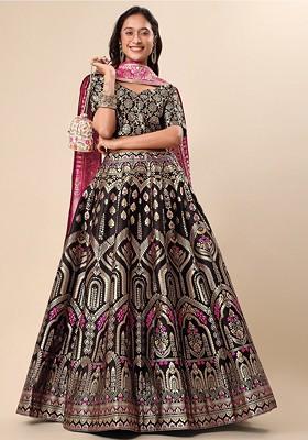 Black Emboridered Blended Lehenga Choli