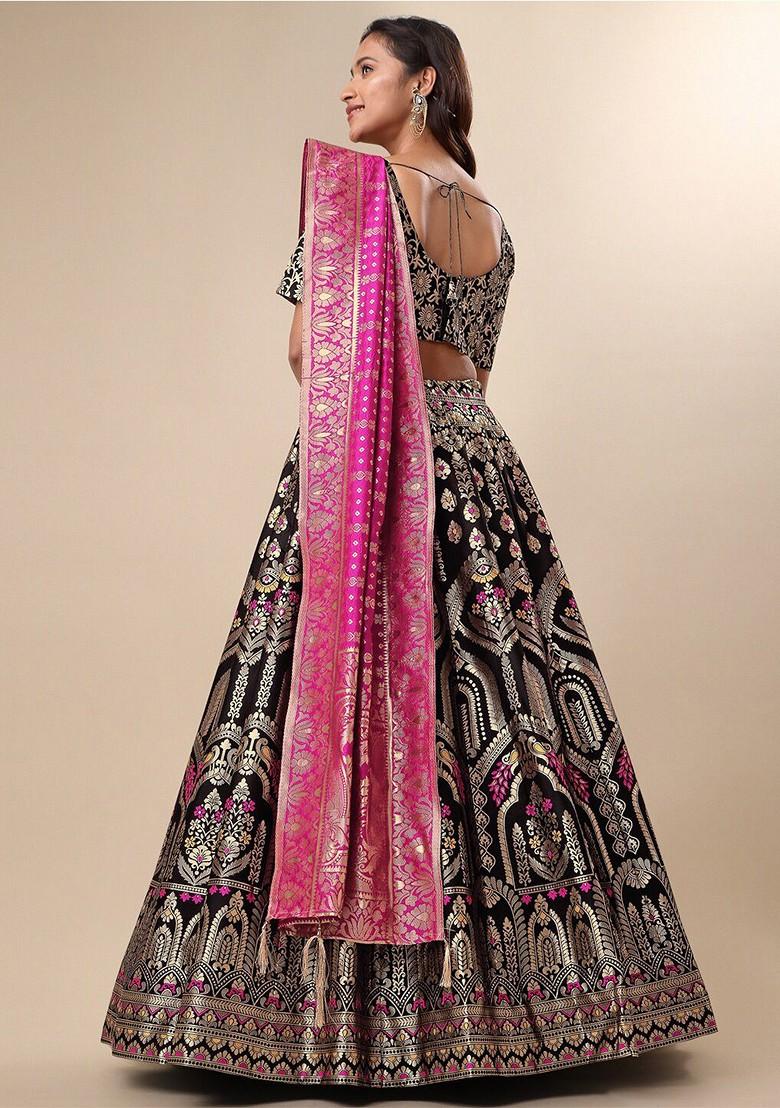 Black Emboridered Blended Lehenga Choli - Indya