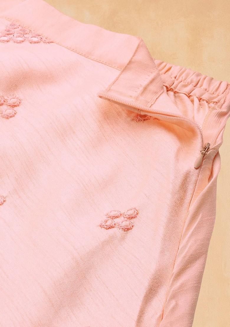 Peach Emboridered Blended Lehenga Choli