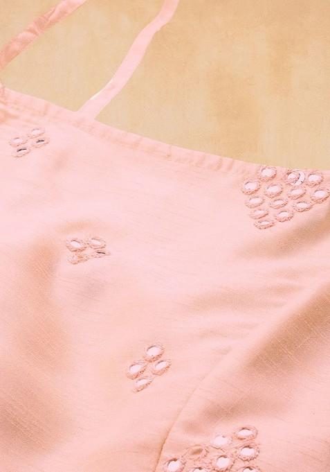 Peach Emboridered Blended Lehenga Choli