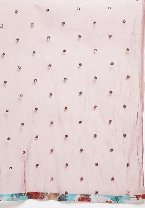 Blue Printed Blended Lehenga Choli