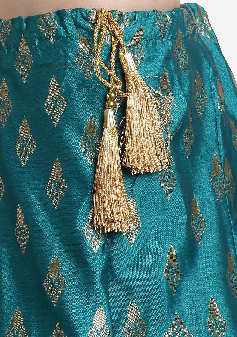 Turquoise Blue Emboridered Blended Lehenga Choli - Indya