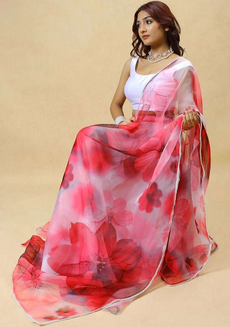 Maroon Printed Blended Lehenga Choli - Indya