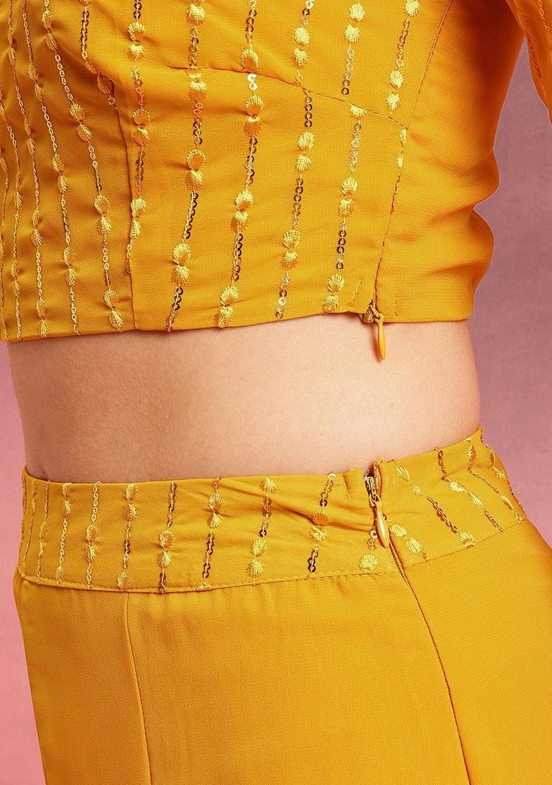 Yellow Emboridered Blended Lehenga Choli - Indya