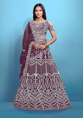 Magenta Emboridered Blended Lehenga Choli