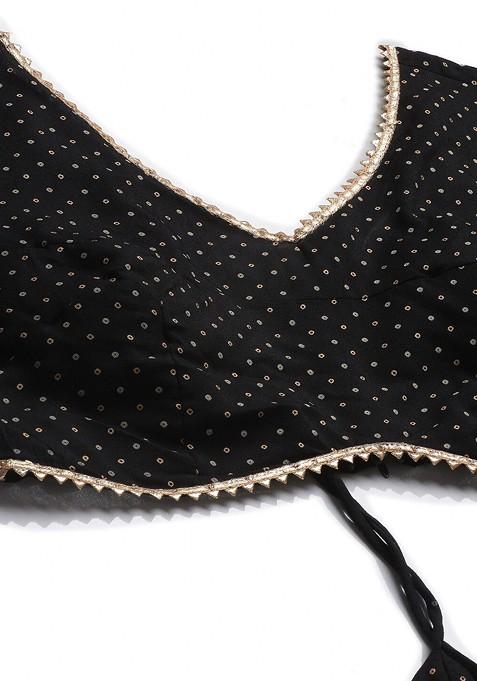 Black Printed Blended Lehenga Choli