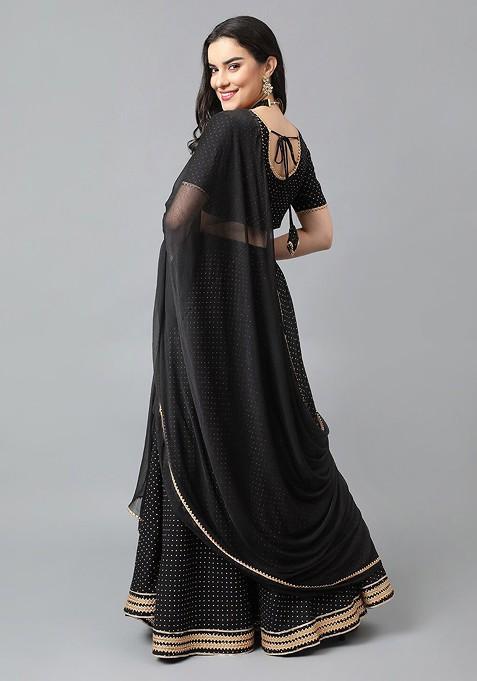 Black Printed Blended Lehenga Choli