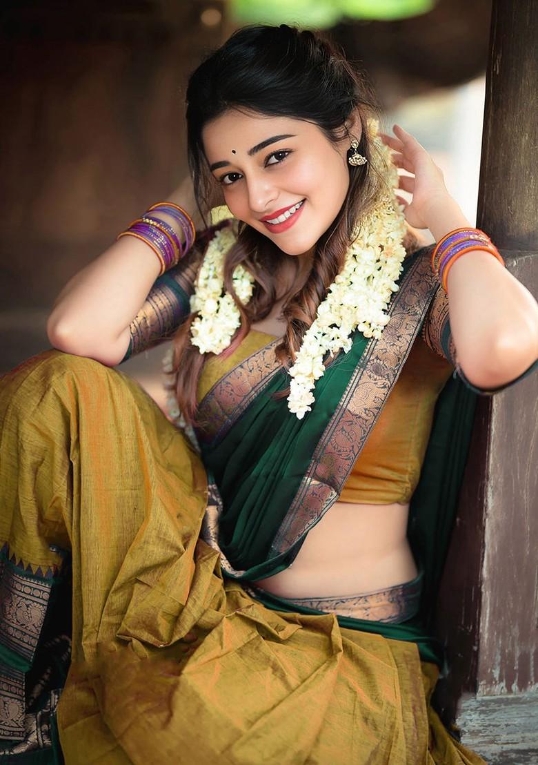 Green Woven Design Blended Lehenga Choli - Indya