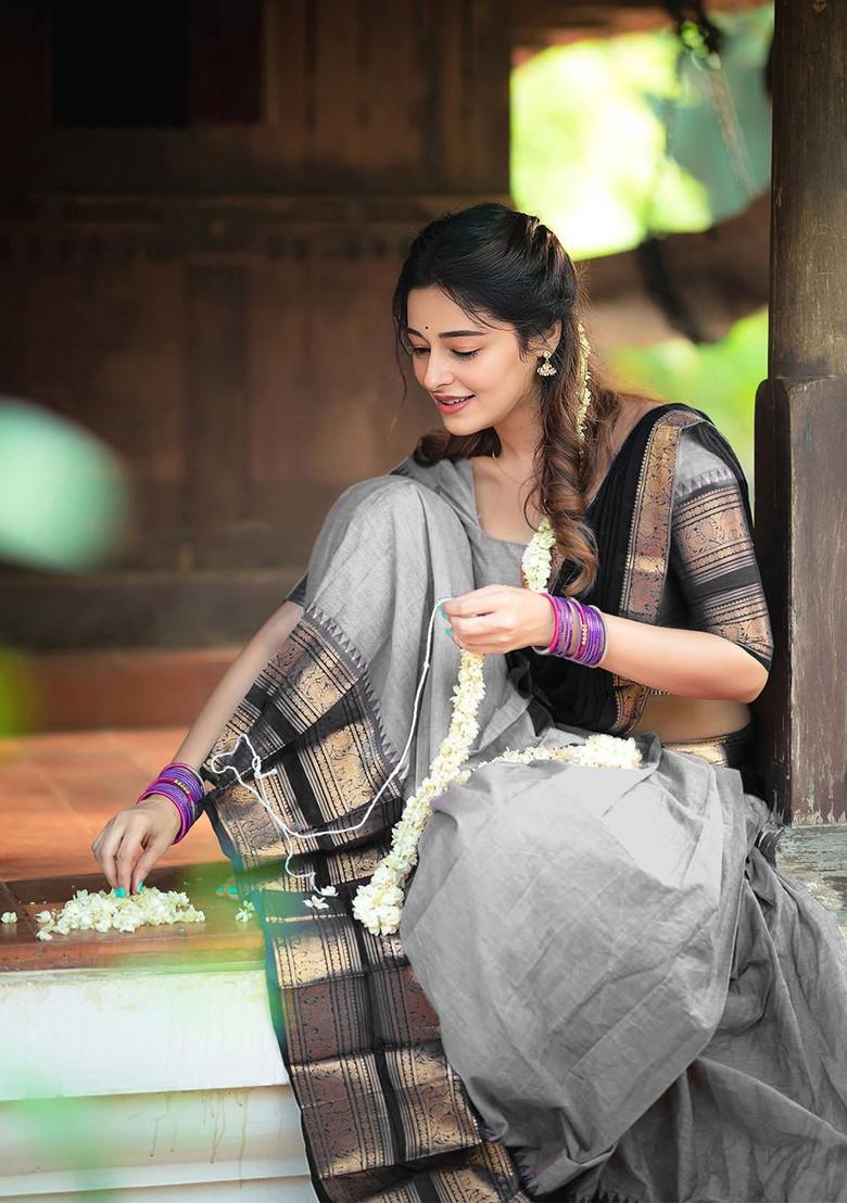 Black Emboridered Blended Lehenga Choli - Indya