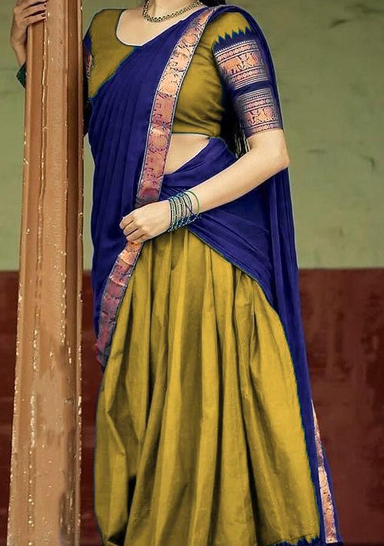 Gold Zari Work Blended Lehenga Choli - Indya