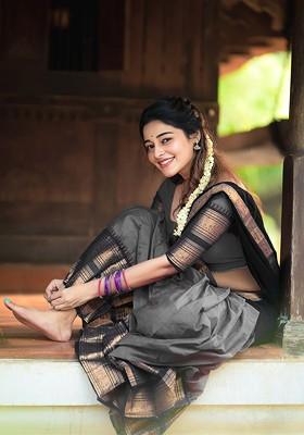 Grey Emboridered Blended Lehenga Choli