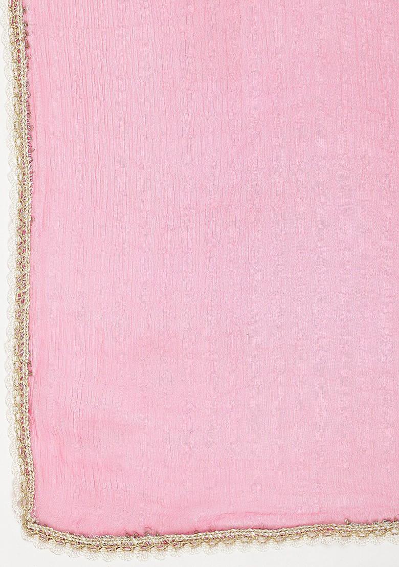 Pink Printed Blended Lehenga Choli