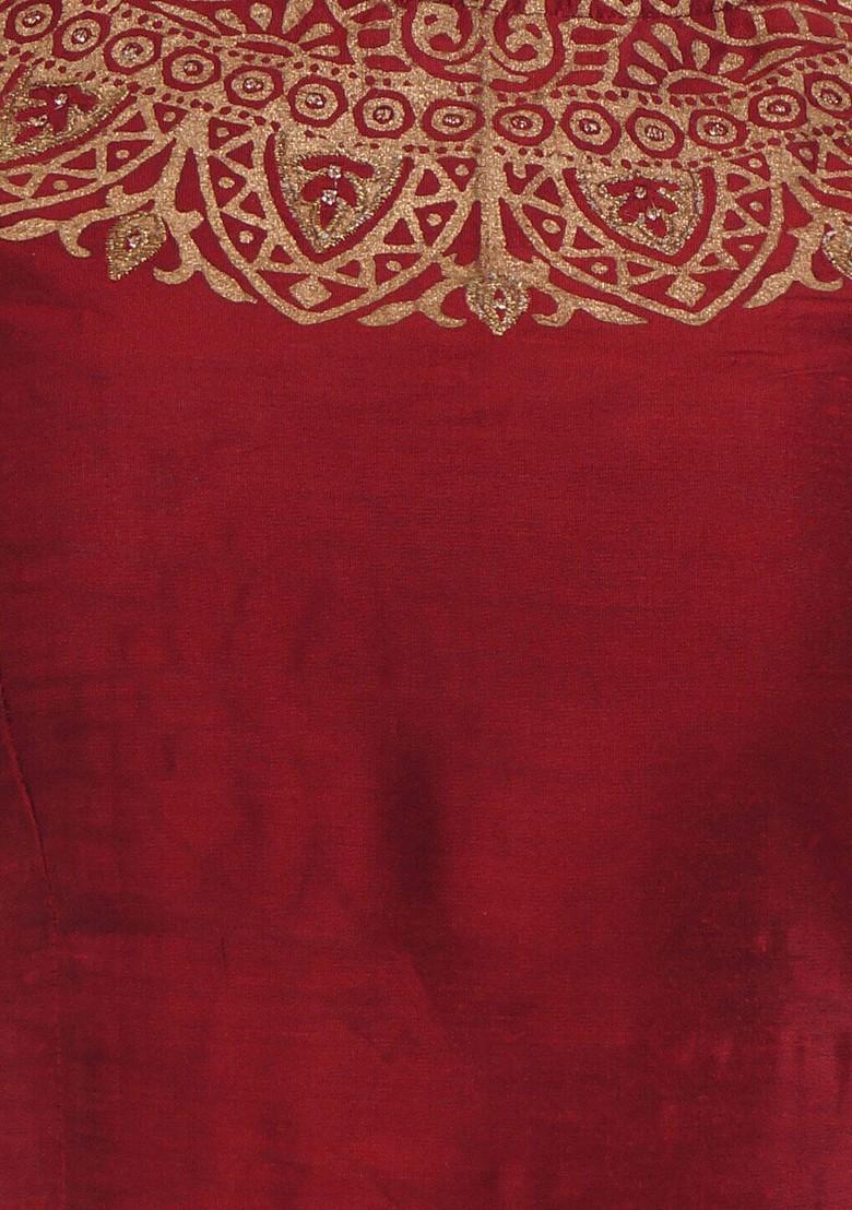 Maroon Printed Blended Lehenga Choli