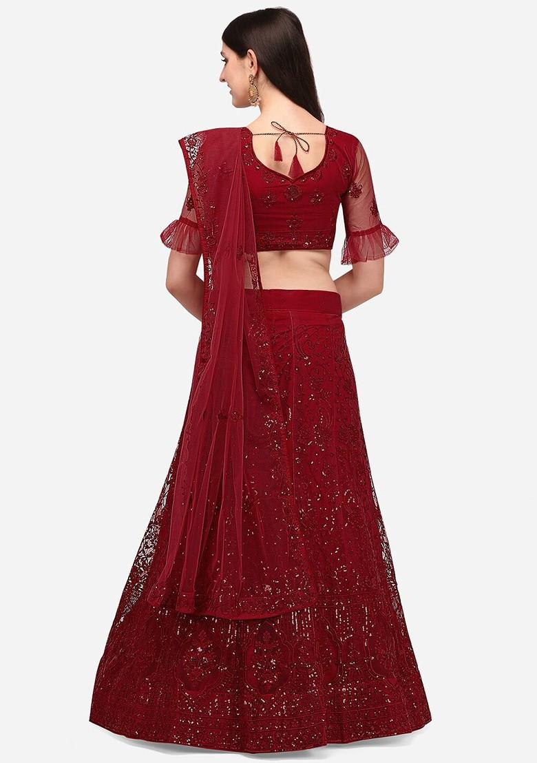 Maroon Emboridered Blended Lehenga Choli - Indya