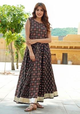 Black Printed Blended Lehenga Choli