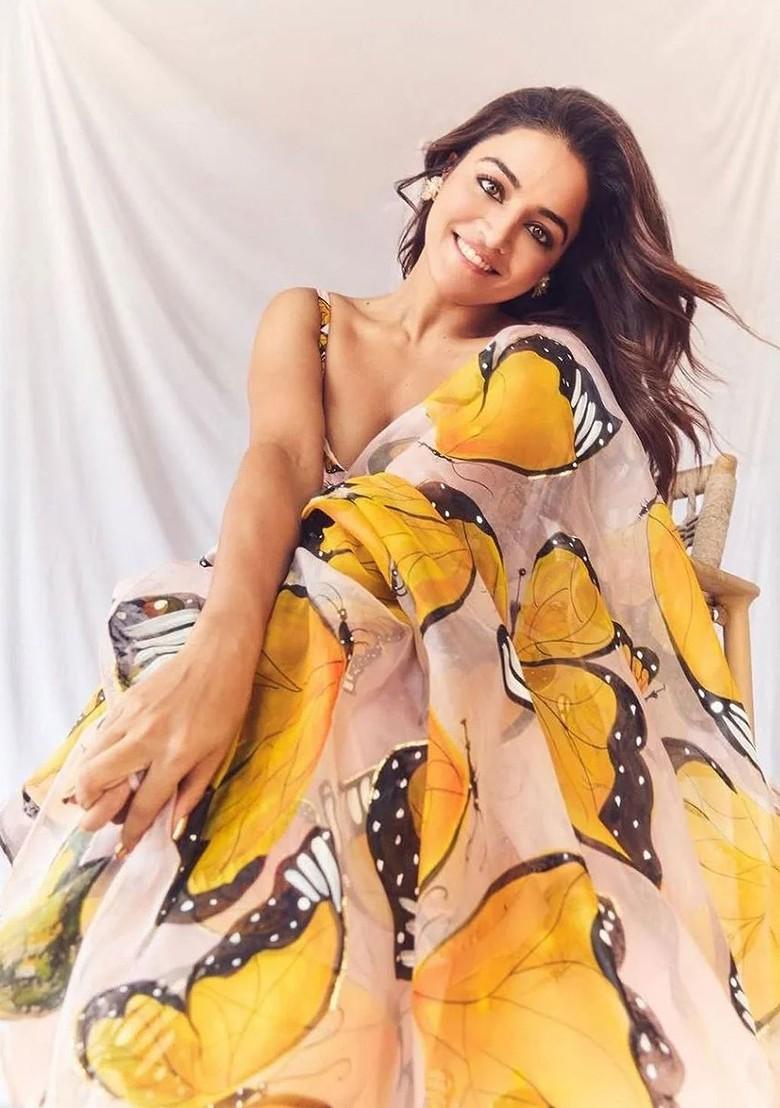 Yellow Printed Blended Lehenga Choli - Indya