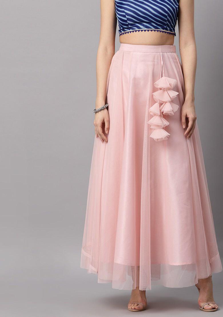 Pink Printed Blended Lehenga Choli