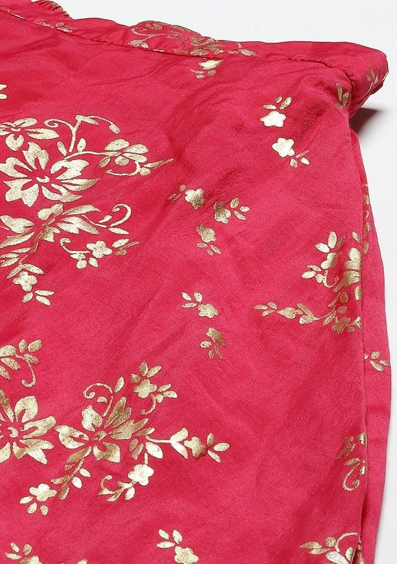 Pink Printed Blended Lehenga Choli