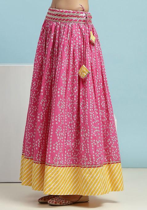Yellow Printed Blended Lehenga Choli