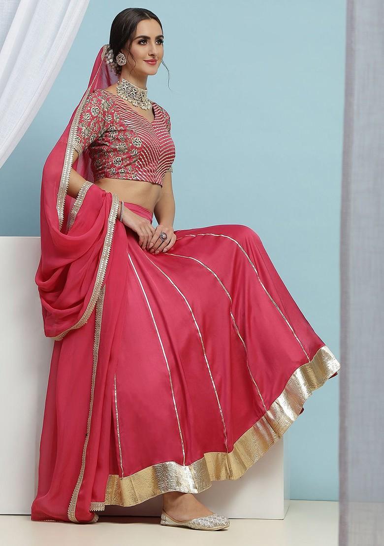 Pink Emboridered Blended Lehenga Choli