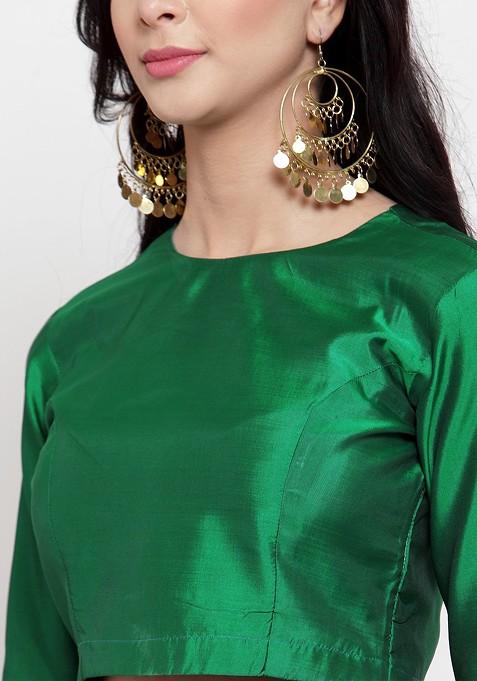 Green Emboridered Blended Lehenga Choli