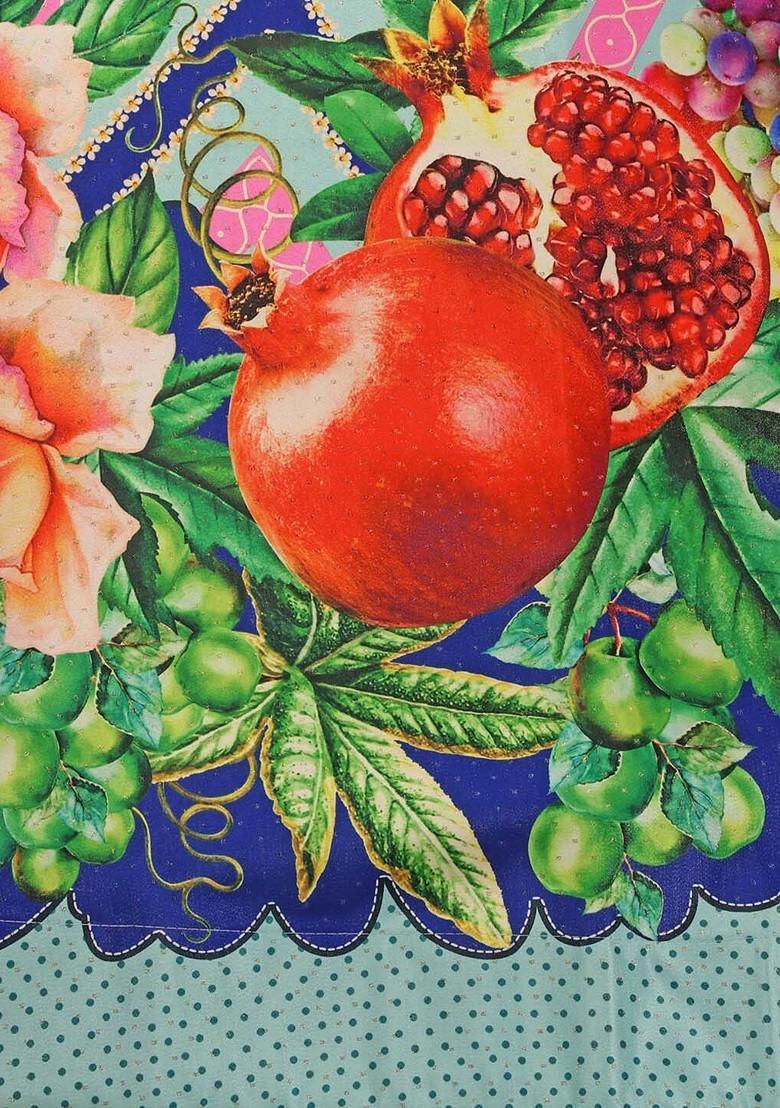 Blue Printed Blended Lehenga Choli - Indya