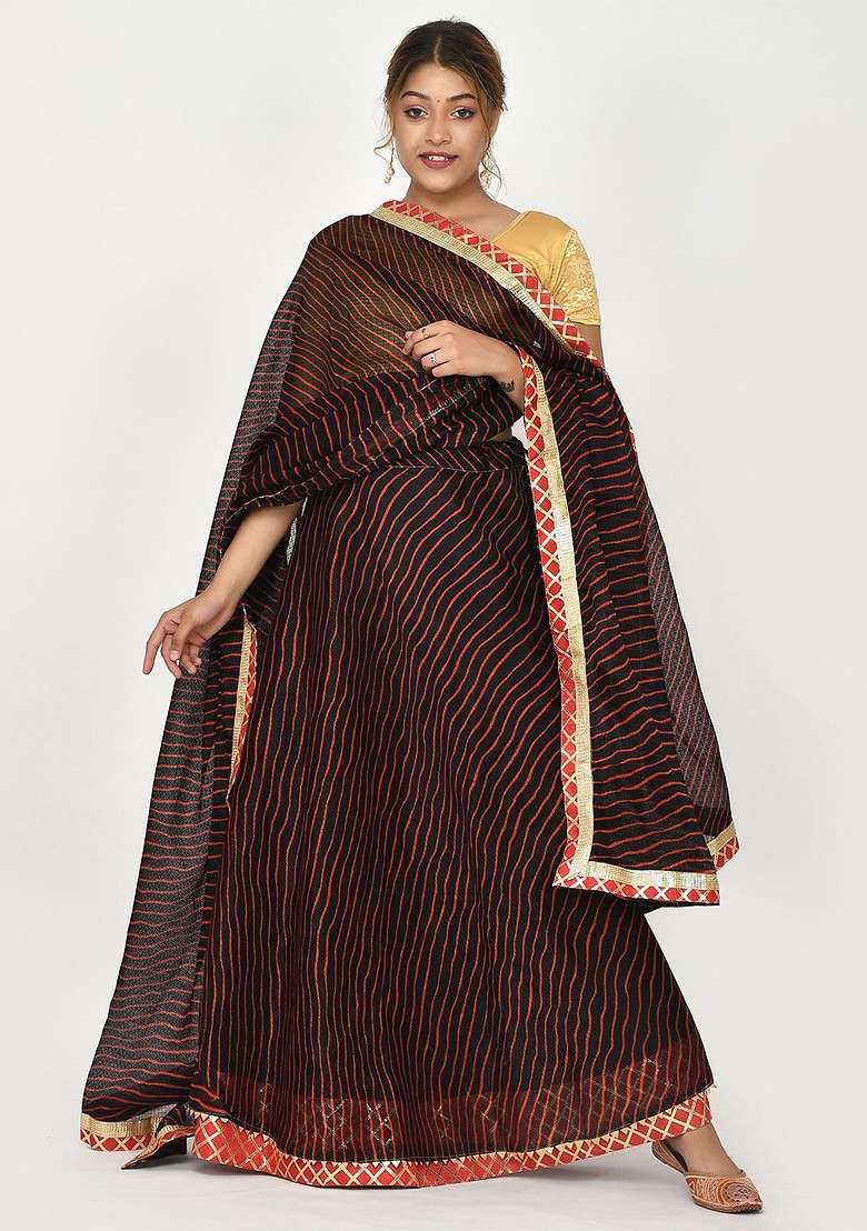 Black Emboridered Blended Lehenga Choli - Indya