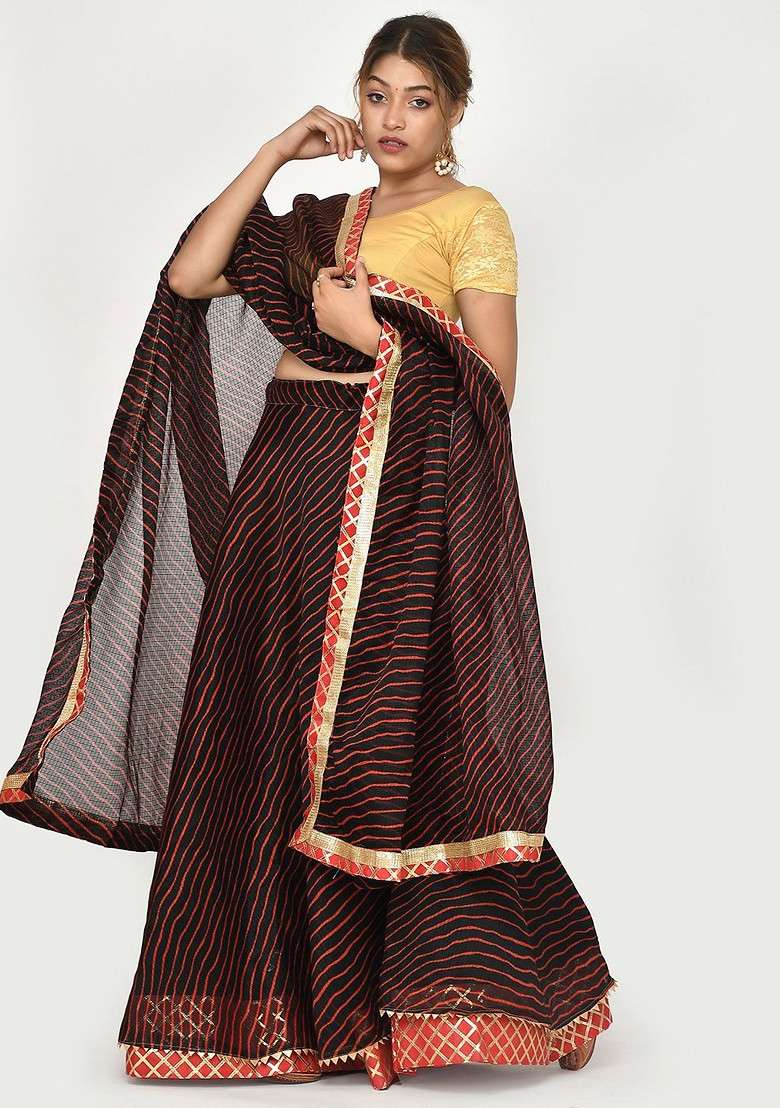 Black Emboridered Blended Lehenga Choli - Indya