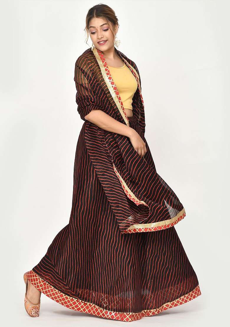 Black Emboridered Blended Lehenga Choli - Indya