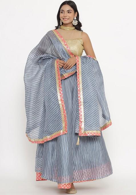 Grey Embellished Blended Lehenga Choli — view on Indya