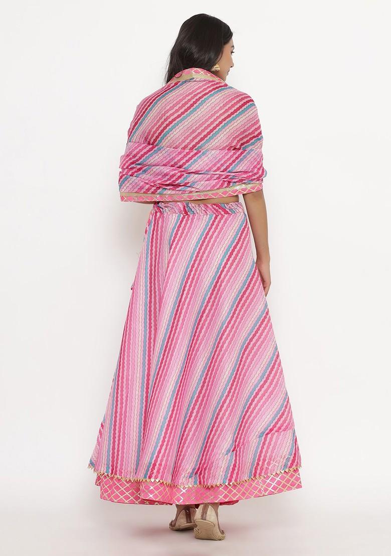 Pink Emboridered Blended Lehenga Choli