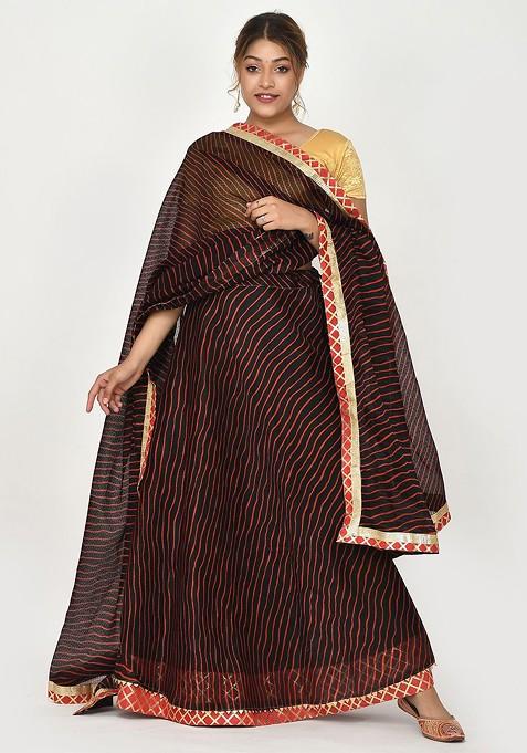 Black Printed Blended Lehenga Choli — view on Indya