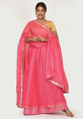 Pink Embellished Blended Lehenga Choli
