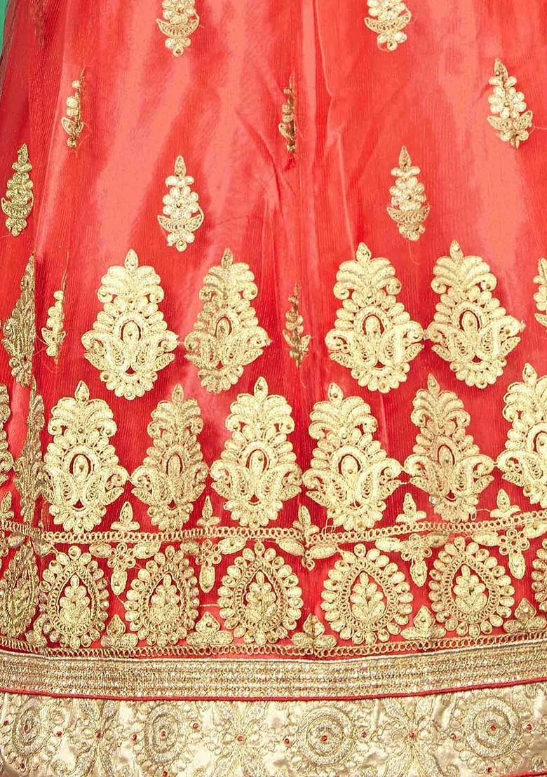 Pink Emboridered Blended Lehenga Choli - Indya