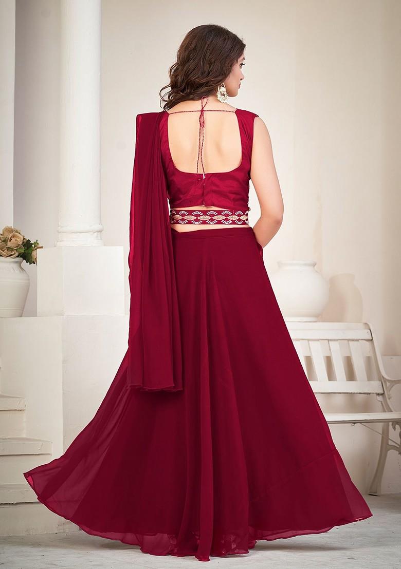Maroon Emboridered Blended Lehenga Choli - Indya