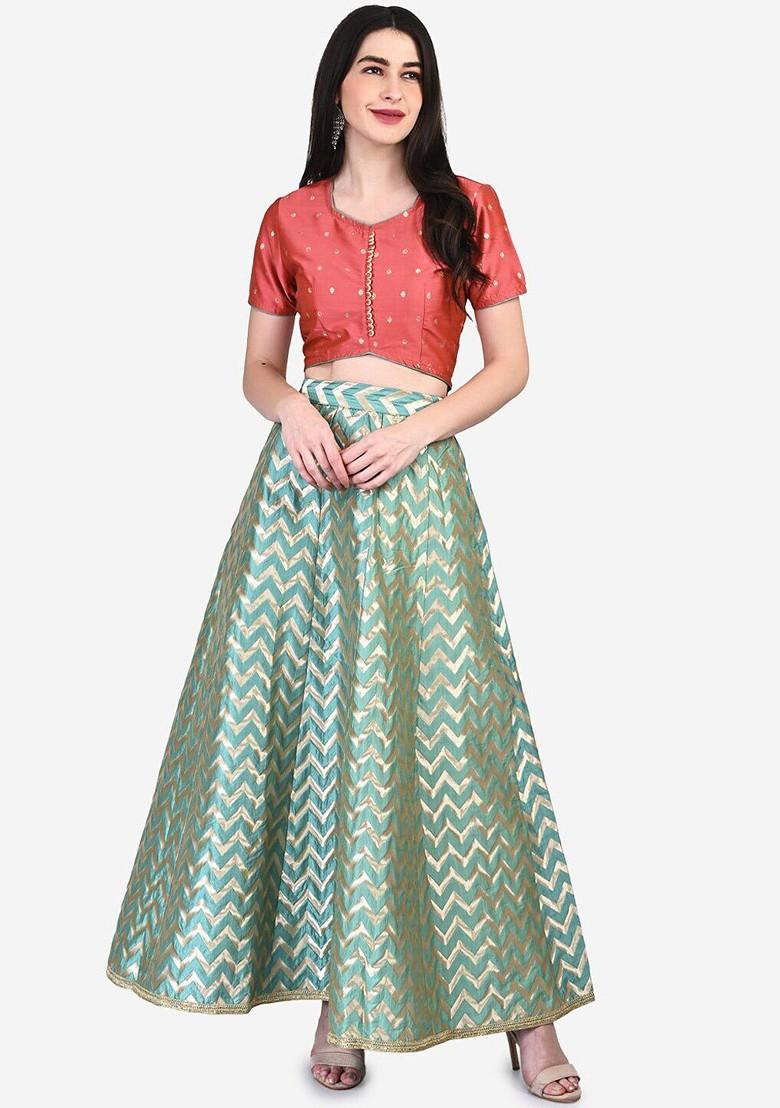 Peach Emboridered Blended Lehenga Choli