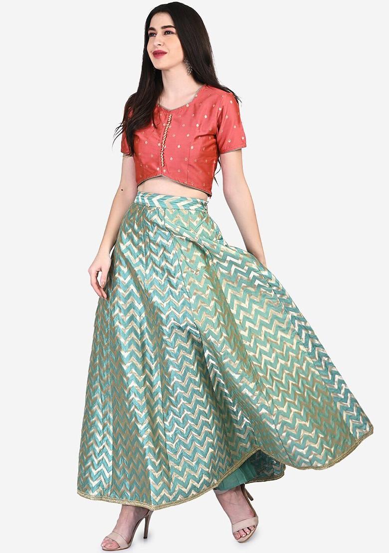 Peach Emboridered Blended Lehenga Choli