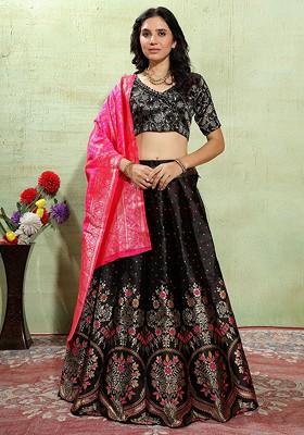 Black Zari Work Blended Lehenga Choli