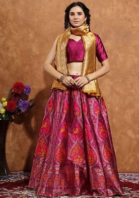 Purple Zari Work Blended Lehenga Choli