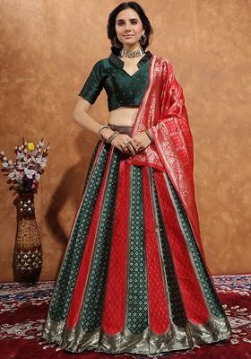 Green Zari Work Blended Lehenga Choli