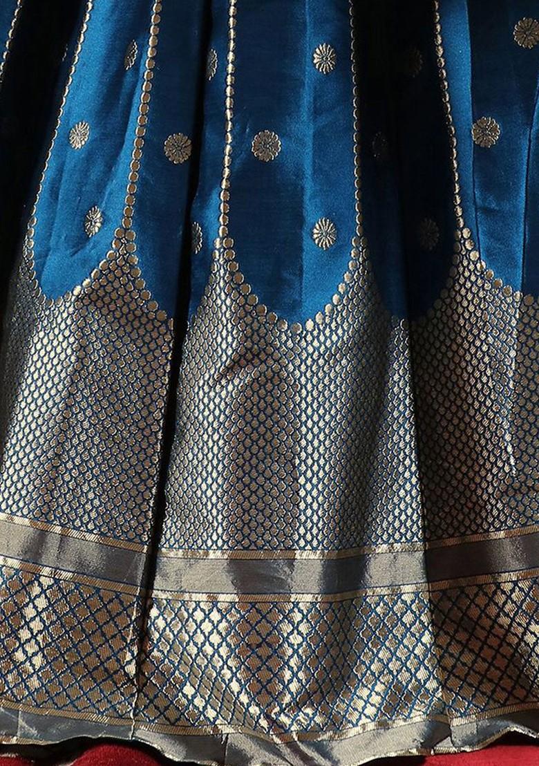 Blue Zari Work Blended Lehenga Choli - Indya