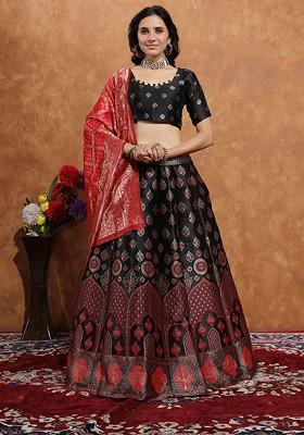 Black Zari Work Blended Lehenga Choli