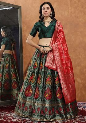 Green Zari Work Blended Lehenga Choli
