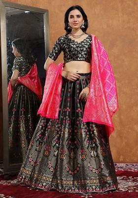 Black Zari Work Blended Lehenga Choli