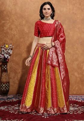 Gold Zari Work Blended Lehenga Choli