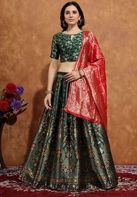 Green Zari Work Blended Lehenga Choli