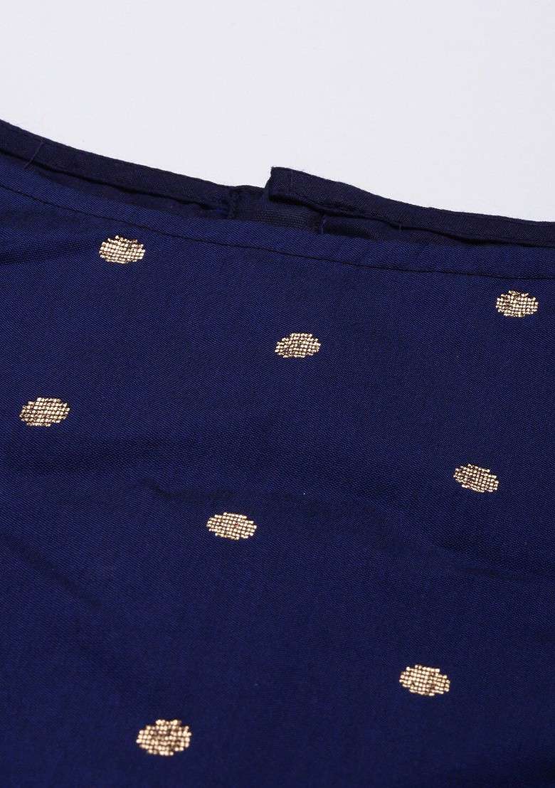 Navy Blue Emboridered Blended Lehenga Choli - Indya